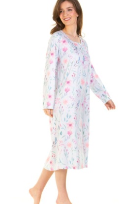 La Marquise Watercolors Cotton Rich Long Sleeve Nightdress